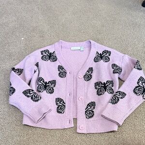 Children’s Place Cardigan with Butterfly Design - Light Purple, Sz 7/8